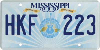 MS license plate HKF223