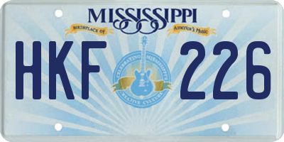 MS license plate HKF226