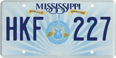 MS license plate HKF227