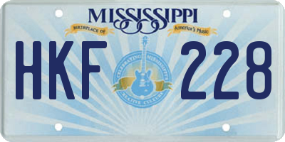 MS license plate HKF228