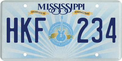 MS license plate HKF234