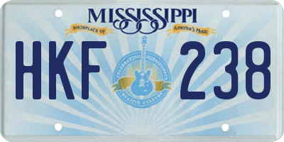 MS license plate HKF238