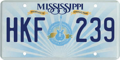MS license plate HKF239