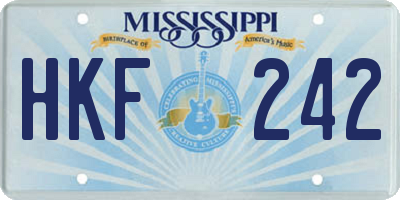 MS license plate HKF242