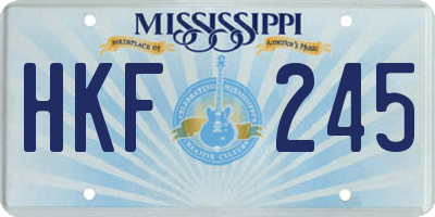 MS license plate HKF245