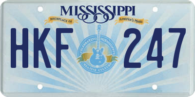 MS license plate HKF247