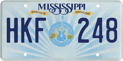 MS license plate HKF248