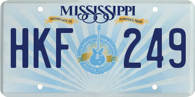 MS license plate HKF249