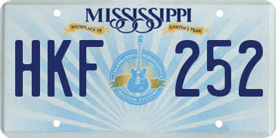 MS license plate HKF252