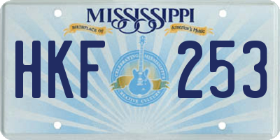 MS license plate HKF253