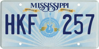 MS license plate HKF257