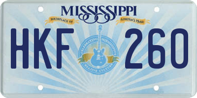 MS license plate HKF260