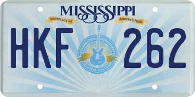 MS license plate HKF262