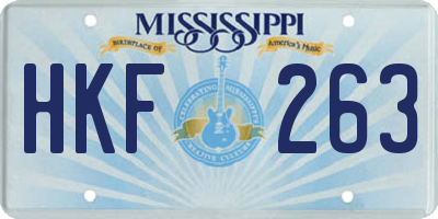 MS license plate HKF263
