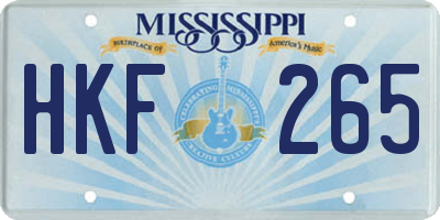 MS license plate HKF265