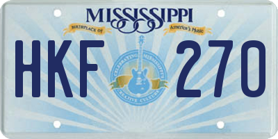 MS license plate HKF270