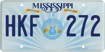 MS license plate HKF272