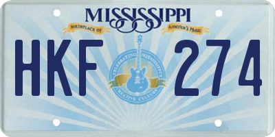 MS license plate HKF274