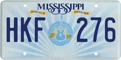 MS license plate HKF276