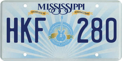 MS license plate HKF280