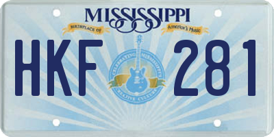 MS license plate HKF281