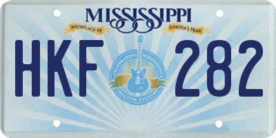 MS license plate HKF282