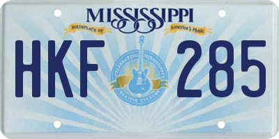 MS license plate HKF285