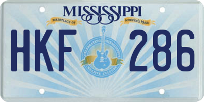 MS license plate HKF286