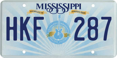 MS license plate HKF287