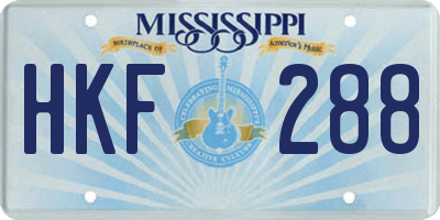 MS license plate HKF288