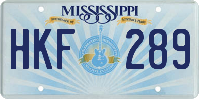 MS license plate HKF289