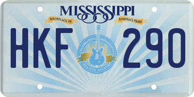 MS license plate HKF290