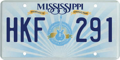 MS license plate HKF291