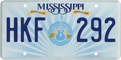 MS license plate HKF292
