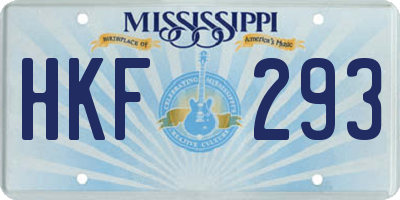 MS license plate HKF293