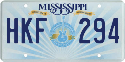 MS license plate HKF294