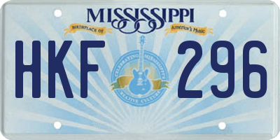 MS license plate HKF296