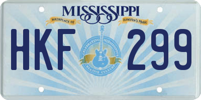 MS license plate HKF299