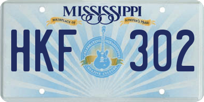 MS license plate HKF302