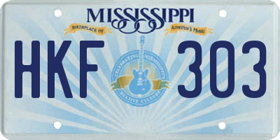 MS license plate HKF303