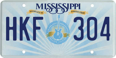 MS license plate HKF304