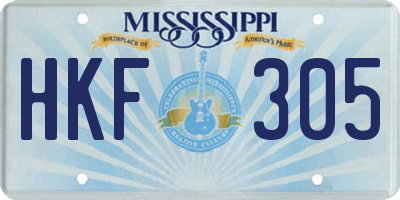 MS license plate HKF305