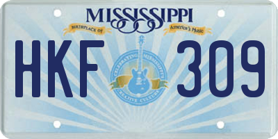 MS license plate HKF309