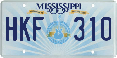 MS license plate HKF310