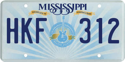 MS license plate HKF312