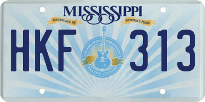 MS license plate HKF313