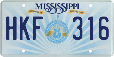 MS license plate HKF316