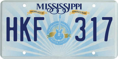 MS license plate HKF317