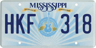 MS license plate HKF318