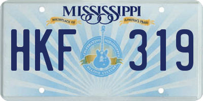MS license plate HKF319